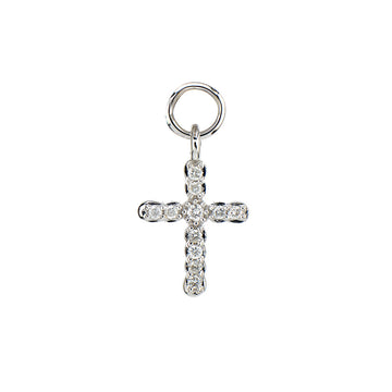 Jude Frances White Gold Petite Pave Cross Charm (Single) - Last Chance - Carter's Collective Fine Jewelry