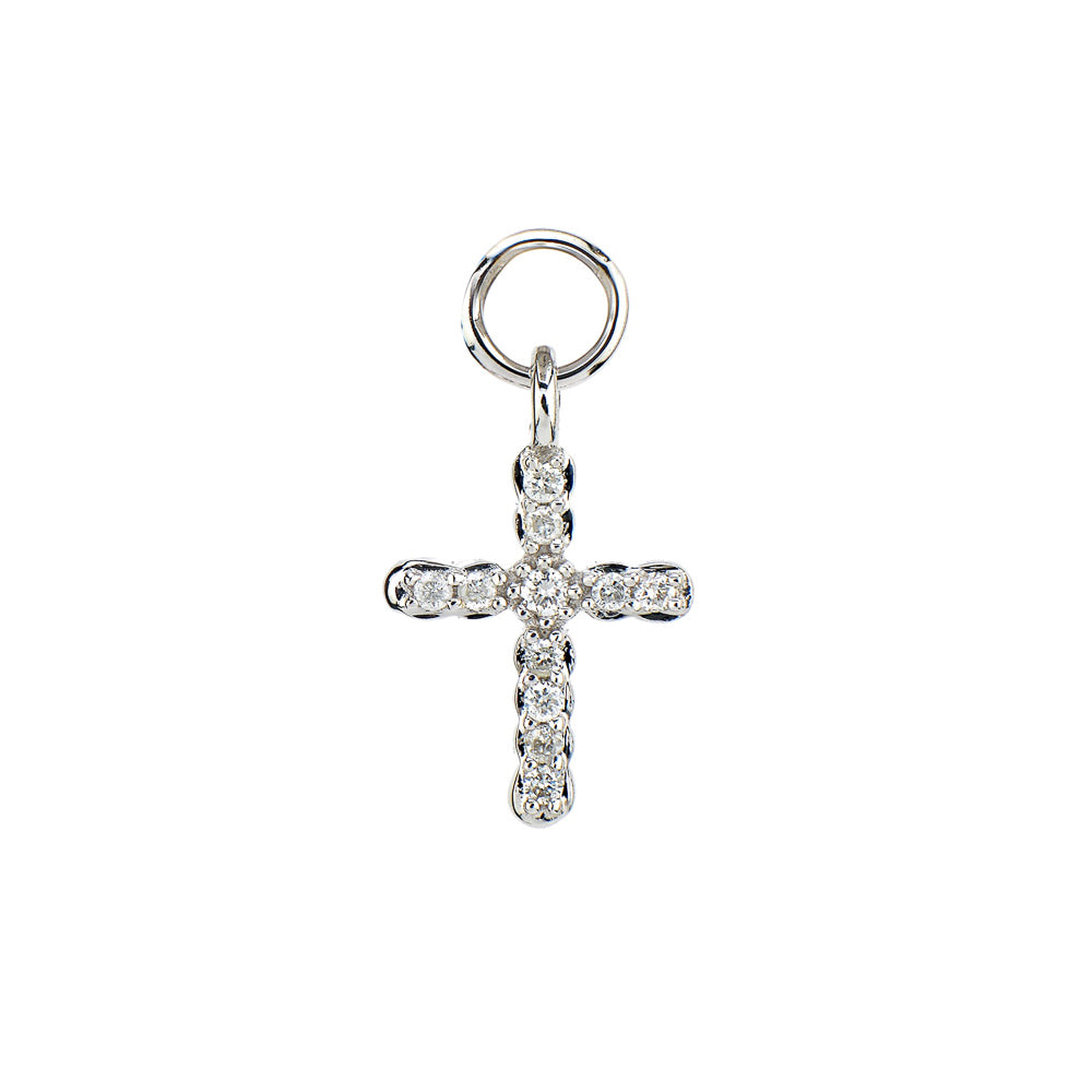 Jude Frances White Gold Petite Pave Cross Charm (Single) - Last Chance - Carter's Collective Fine Jewelry