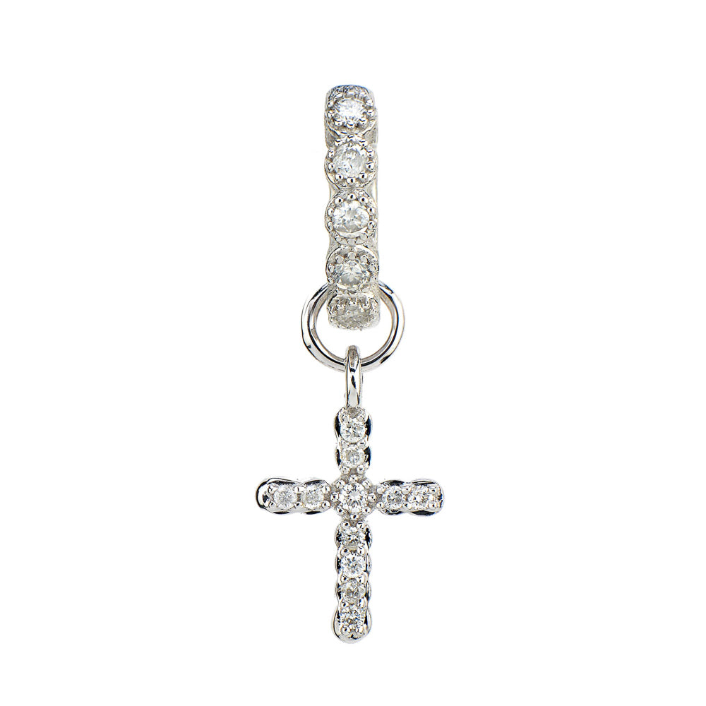 Jude Frances White Gold Petite Pave Cross Charm (Single) - Last Chance - Carter's Collective Fine Jewelry