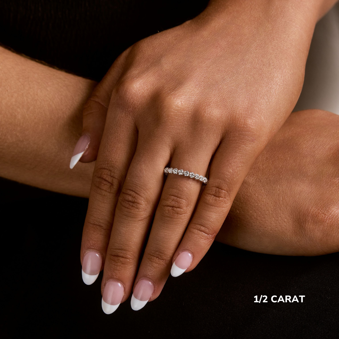 Posey Illusion Set Shared Prong Diamond Band, 1/2 Finger Coverage, 0.53 CTTW - Carter's Collective Fine Jewelry