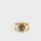 Fancy Dark Orangy Brown Cushion Cut Natural Diamond Three Stone Ring, 3.24 CTTW