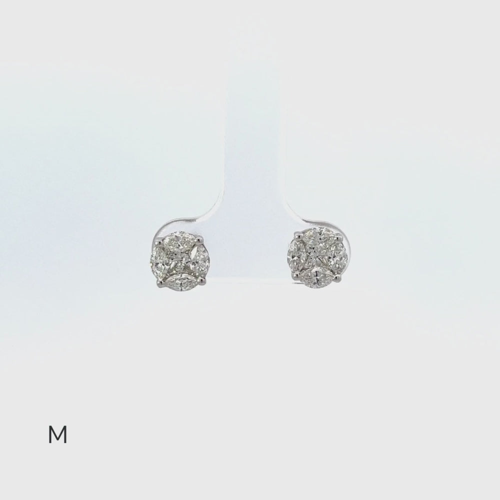 
                  
                    Load and play video in Gallery viewer, Round Illusion Diamond Studs
                  
                