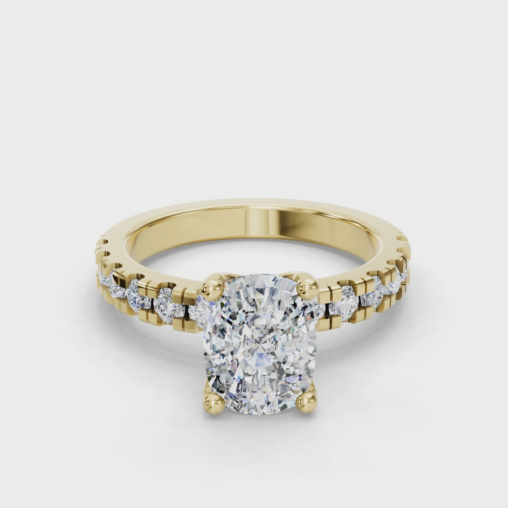 Hydrangea Lab Grown Cushion Cut Diamond Engagement Ring, 3.70 CTTW