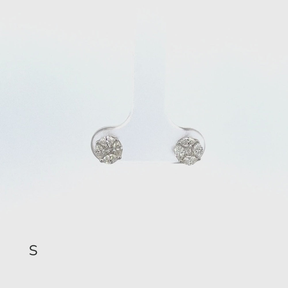 
                  
                    Load and play video in Gallery viewer, Round Illusion Diamond Studs
                  
                