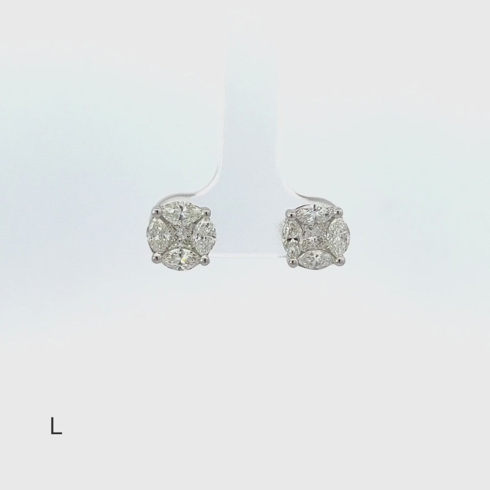 
                  
                    Load and play video in Gallery viewer, Round Illusion Diamond Studs
                  
                