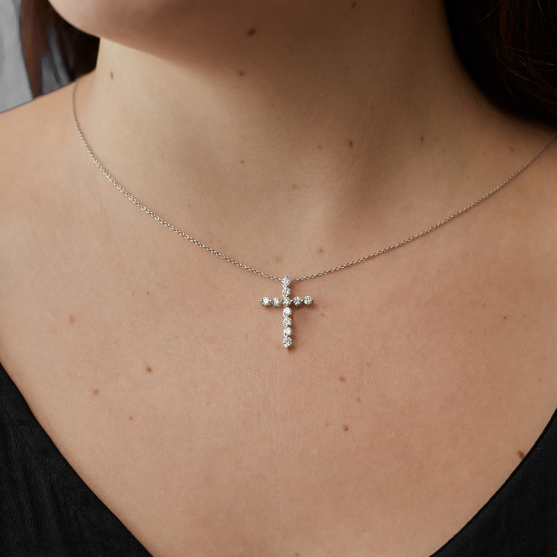 Floating diamond cross necklace Clearance