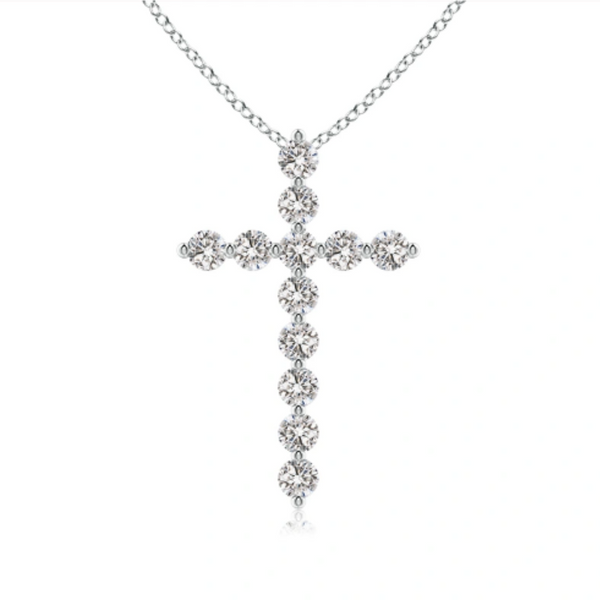 Floating Diamond Cross Necklace