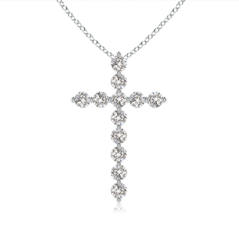 Floating Diamond Cross Necklace
