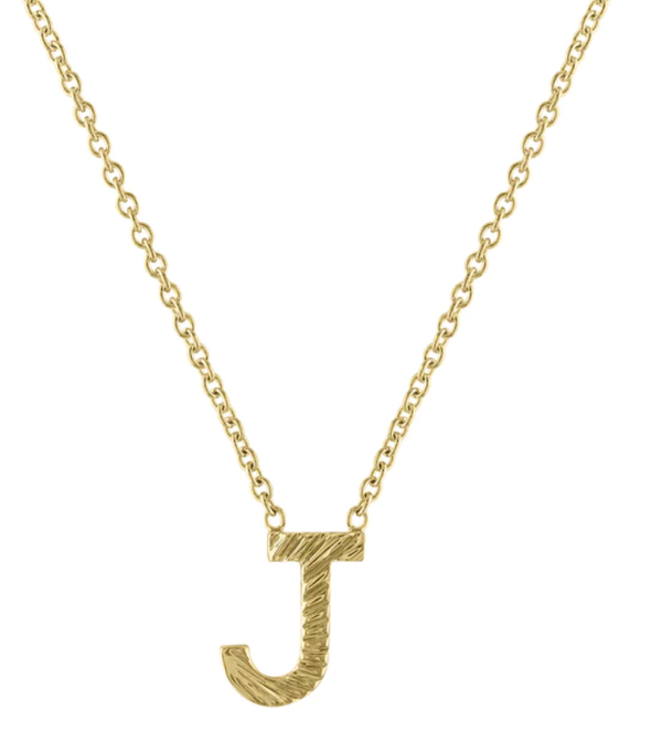 Gold Fluted Initial Necklace