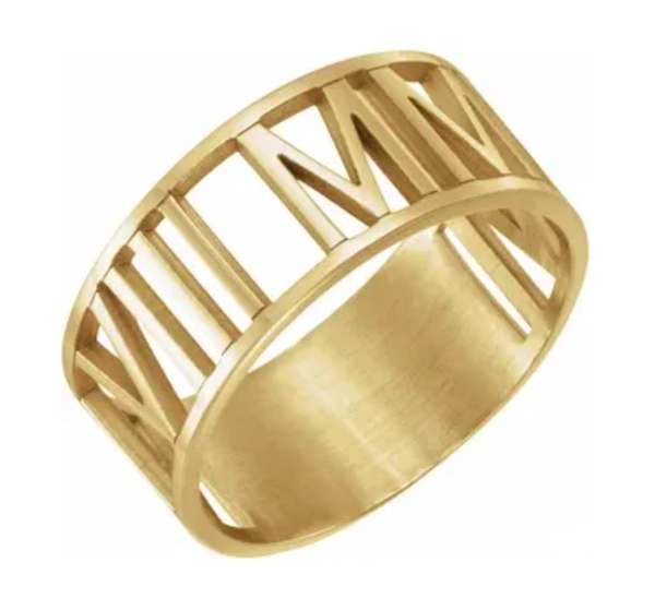 Gold Roman Numeral Cut-Out Ring